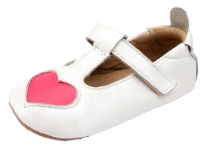 Old Soles Girl's Ohme Heart T-Strap Shoes - Nacardo Blanco/Neon Pink