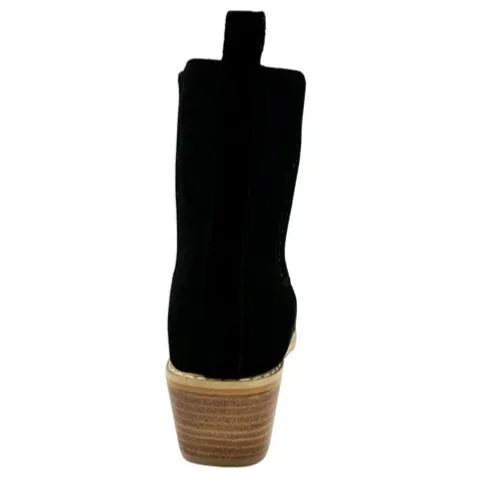 Online Exclusive | Leonor Colored Stitching Suede Ankle Boot in Black