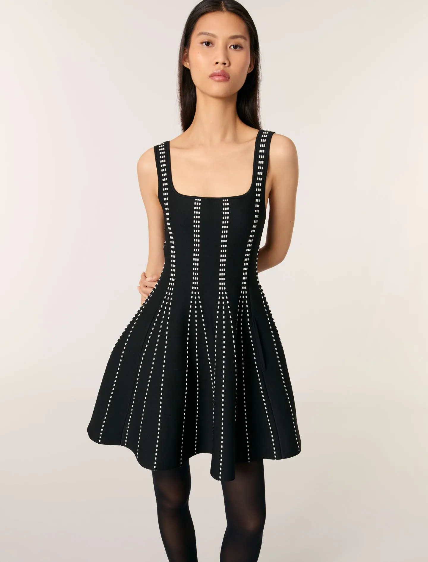 Patterned flared mini dress