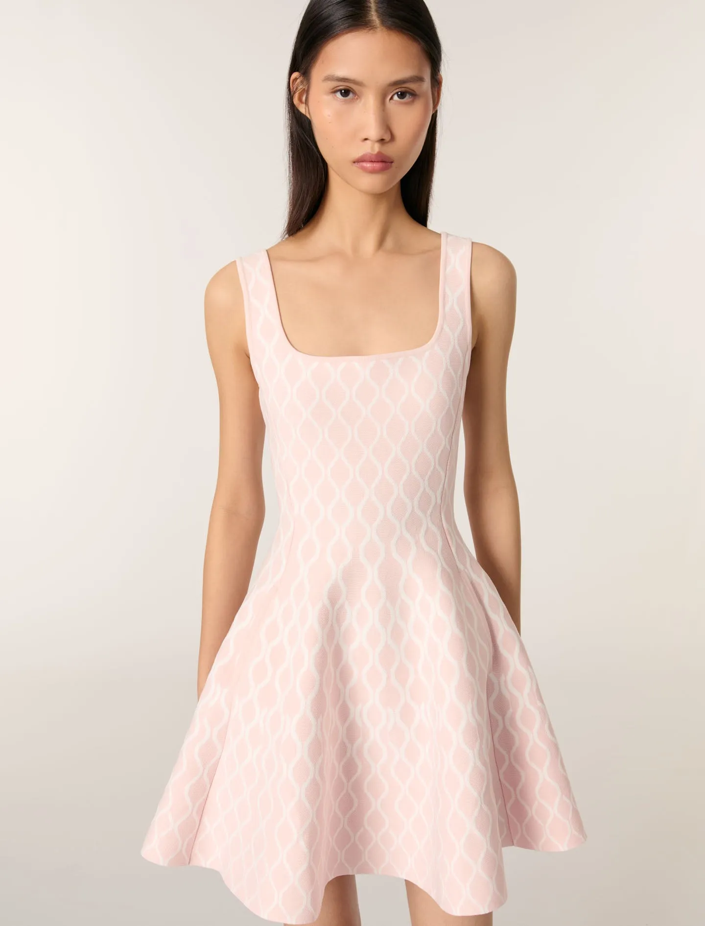 Patterned jacquard mini dress