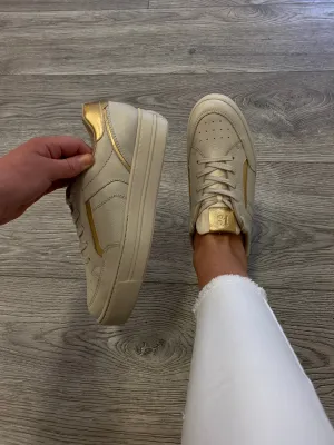 Paul Green - 5427 Beige and Gold Platform Trainers