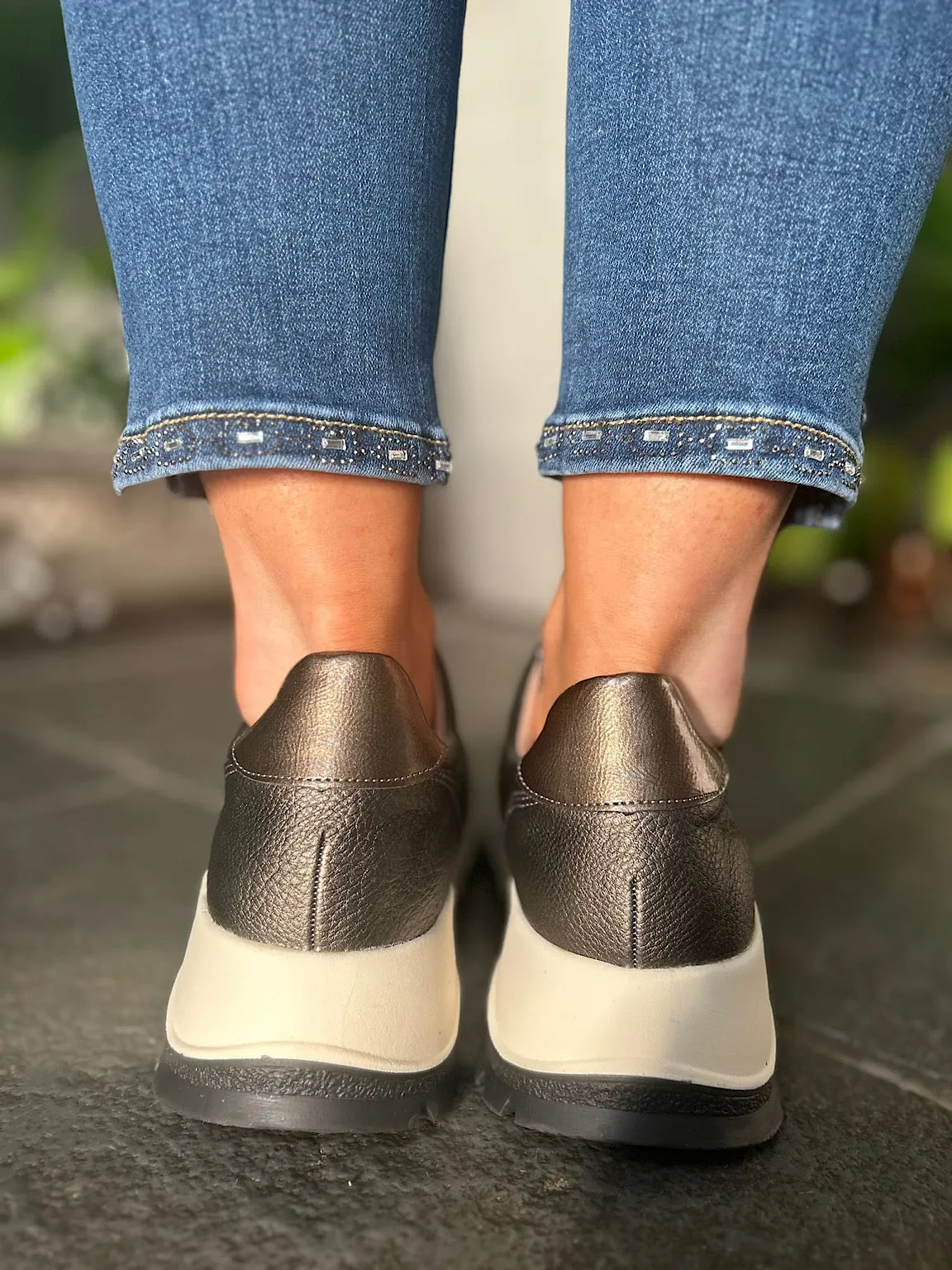 Pewter Zip Front Trainers