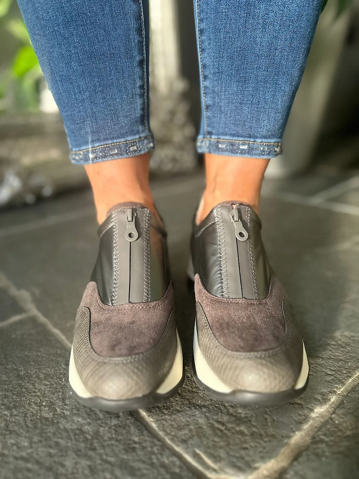 Pewter Zip Front Trainers