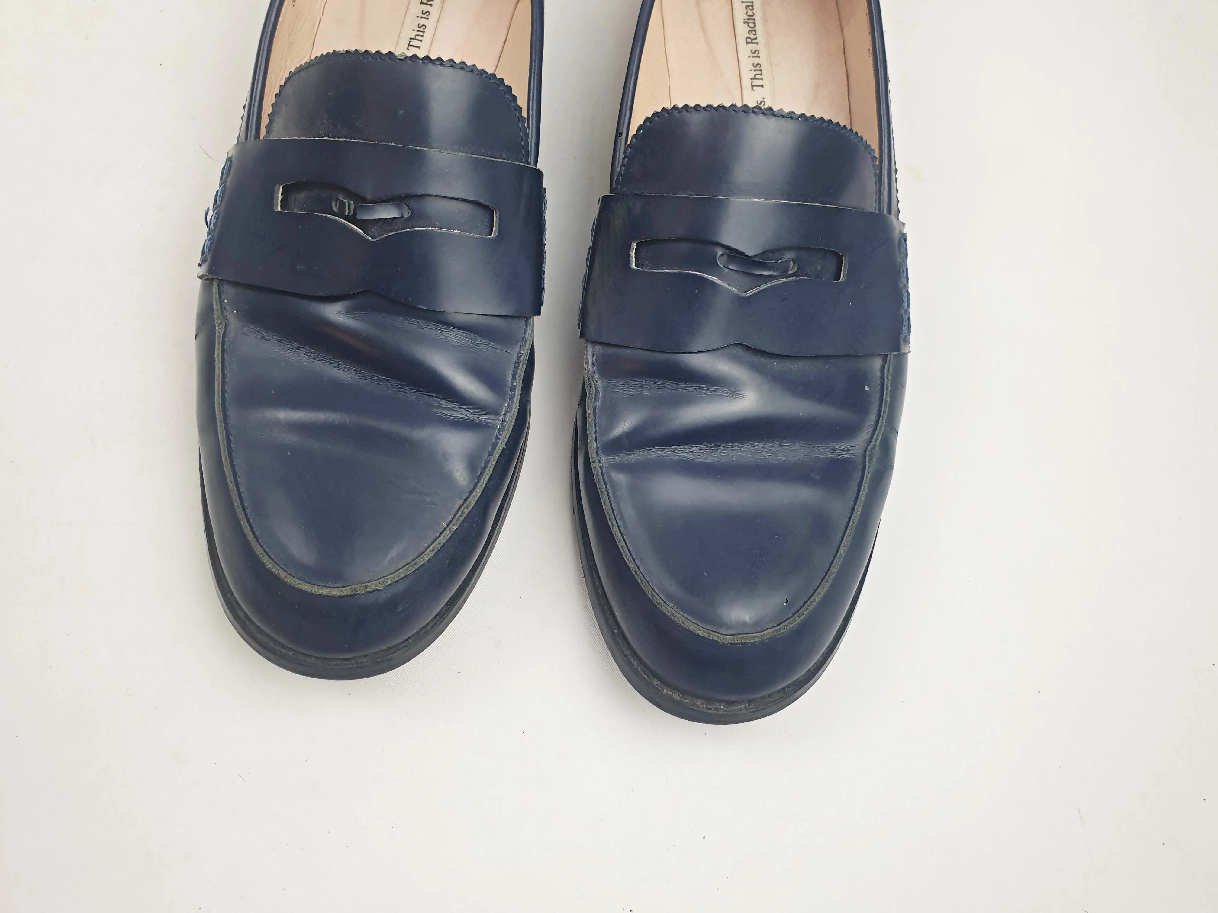 Radical Yes navy hi shine leather brogues size 40