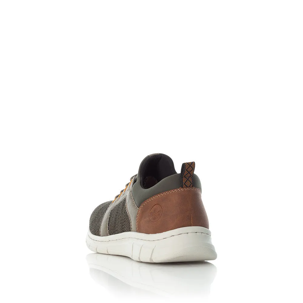Rieker B7796-54 Mens Olive Green Elasticated Trainers