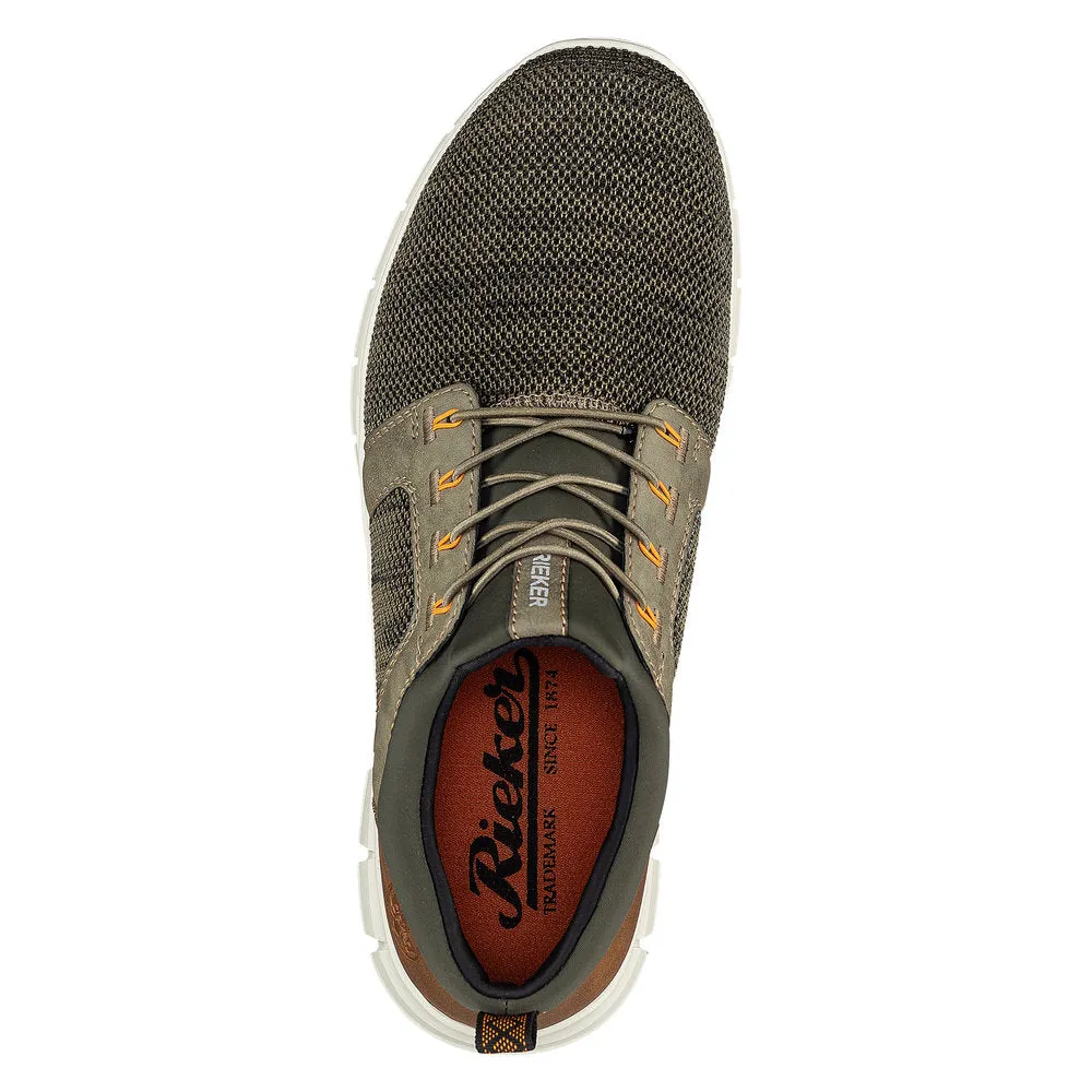 Rieker B7796-54 Mens Olive Green Elasticated Trainers