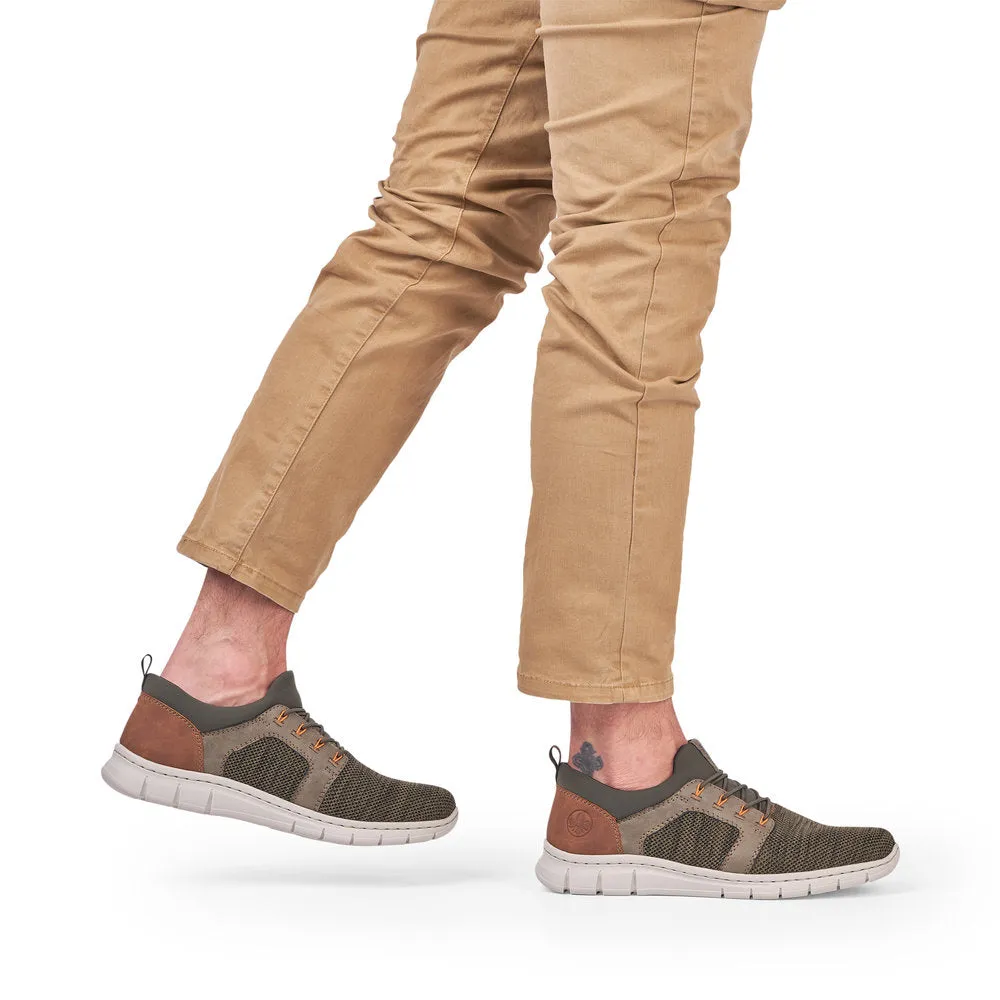Rieker B7796-54 Mens Olive Green Elasticated Trainers