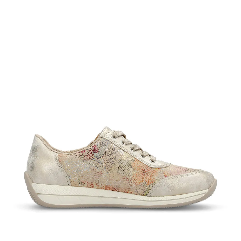 Rieker Ladies Metallic Print Zip Side Sneaker