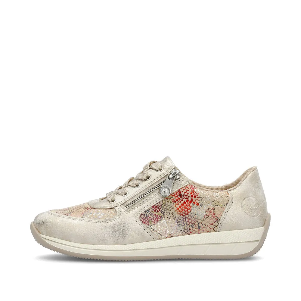 Rieker Ladies Metallic Print Zip Side Sneaker