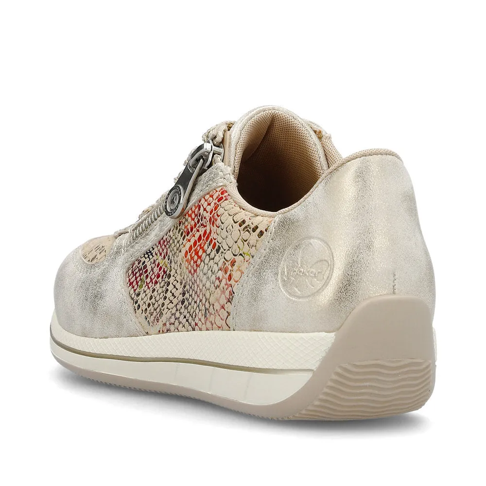 Rieker Ladies Metallic Print Zip Side Sneaker