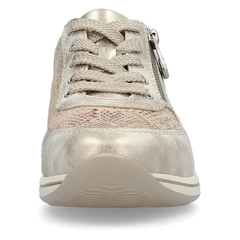Rieker Ladies Metallic Print Zip Side Sneaker