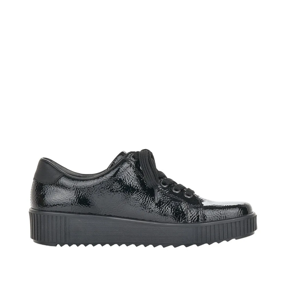 Rieker M6404-00 Ladies Black Zip & Lace Shoes