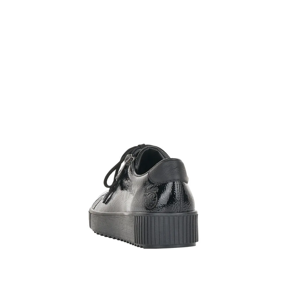 Rieker M6404-00 Ladies Black Zip & Lace Shoes