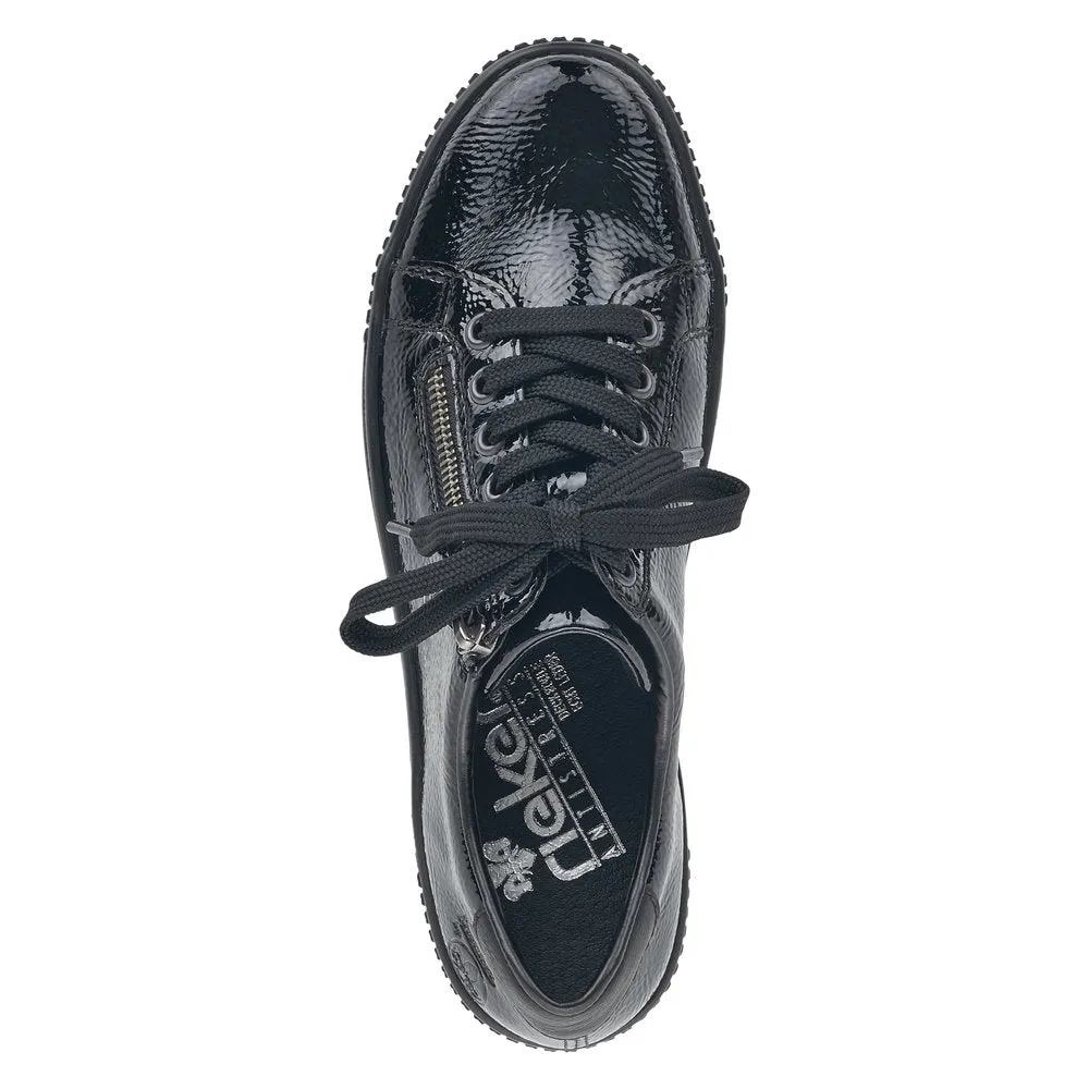 Rieker M6404-00 Ladies Black Zip & Lace Shoes
