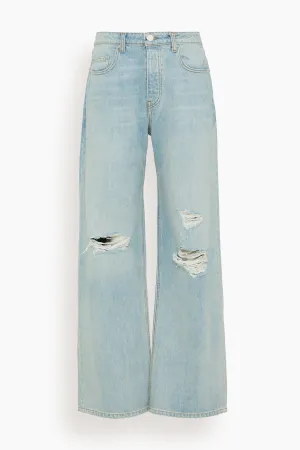 Sammy Relaxed Straight Leg Jean with Distressing in Azure