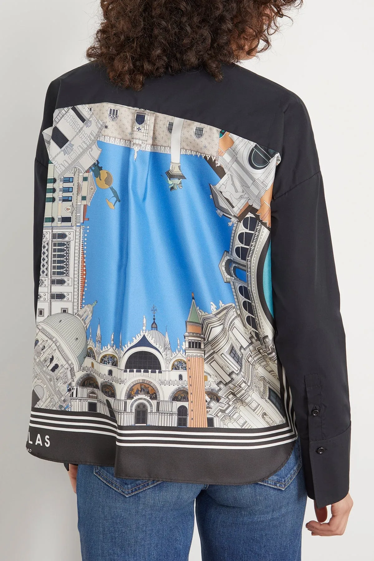 Sirene Long Sleeve Top in Blue Multi/Black