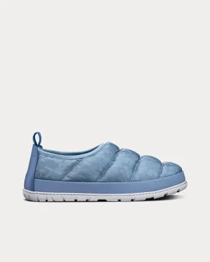 Snow Slipper Quilted Dior Oblique Mirage Technical Fabric Blue Slip Ons
