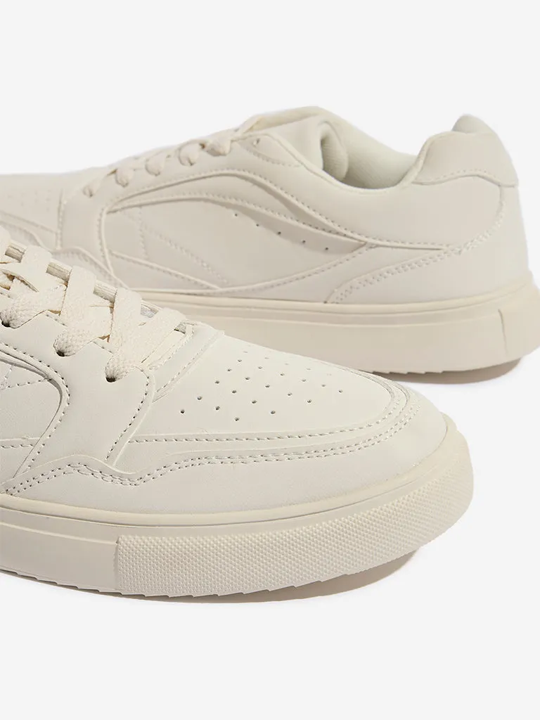SOLEPLAY Off-White Perforated Lace-Up Sneakers