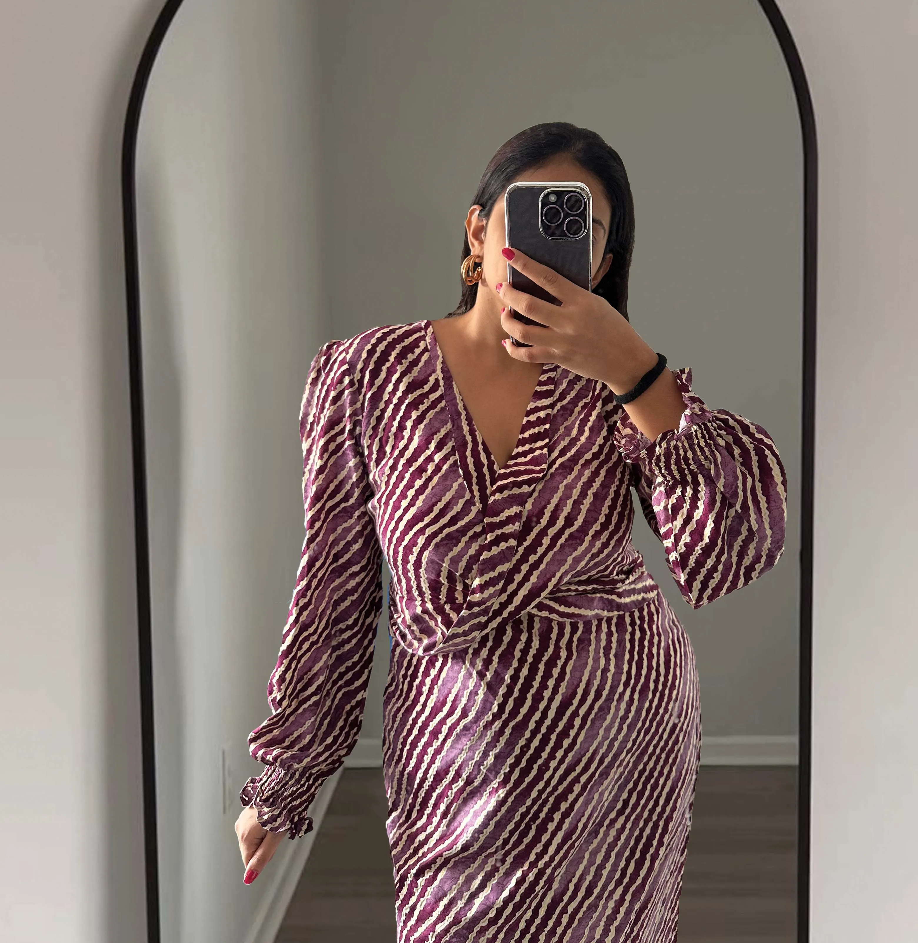 STRIPED LONG DRESS - PURPLE