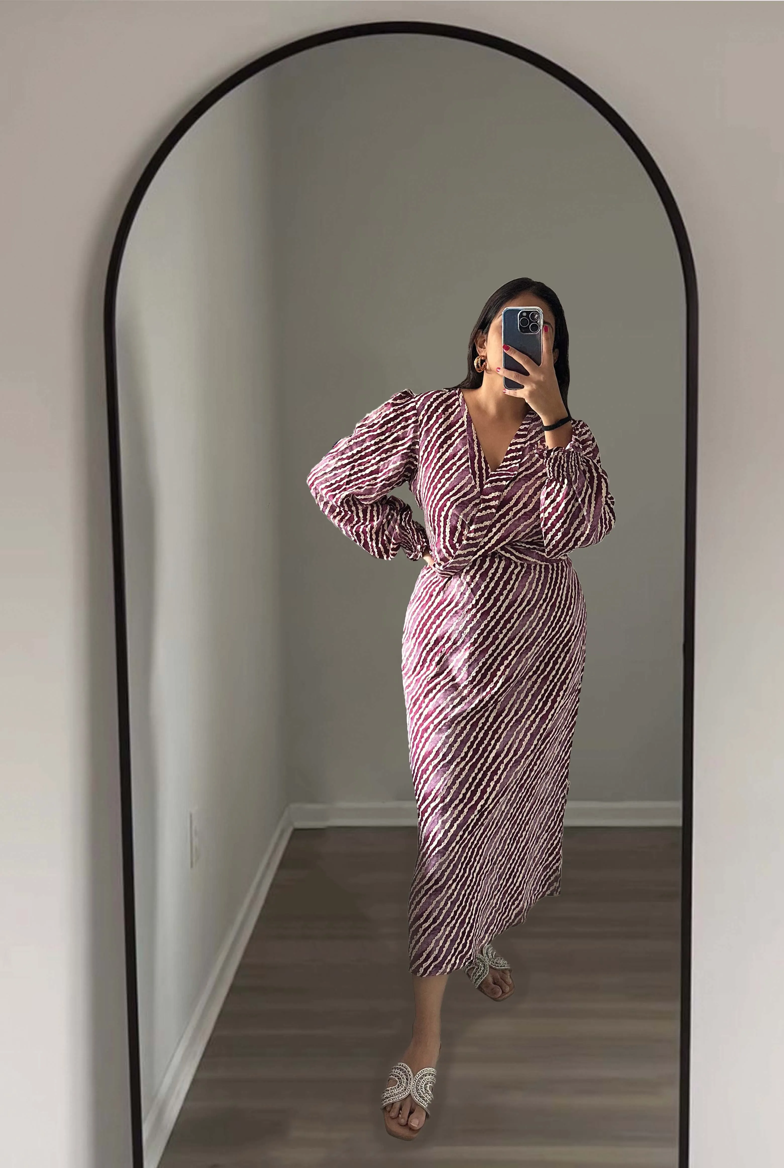 STRIPED LONG DRESS - PURPLE