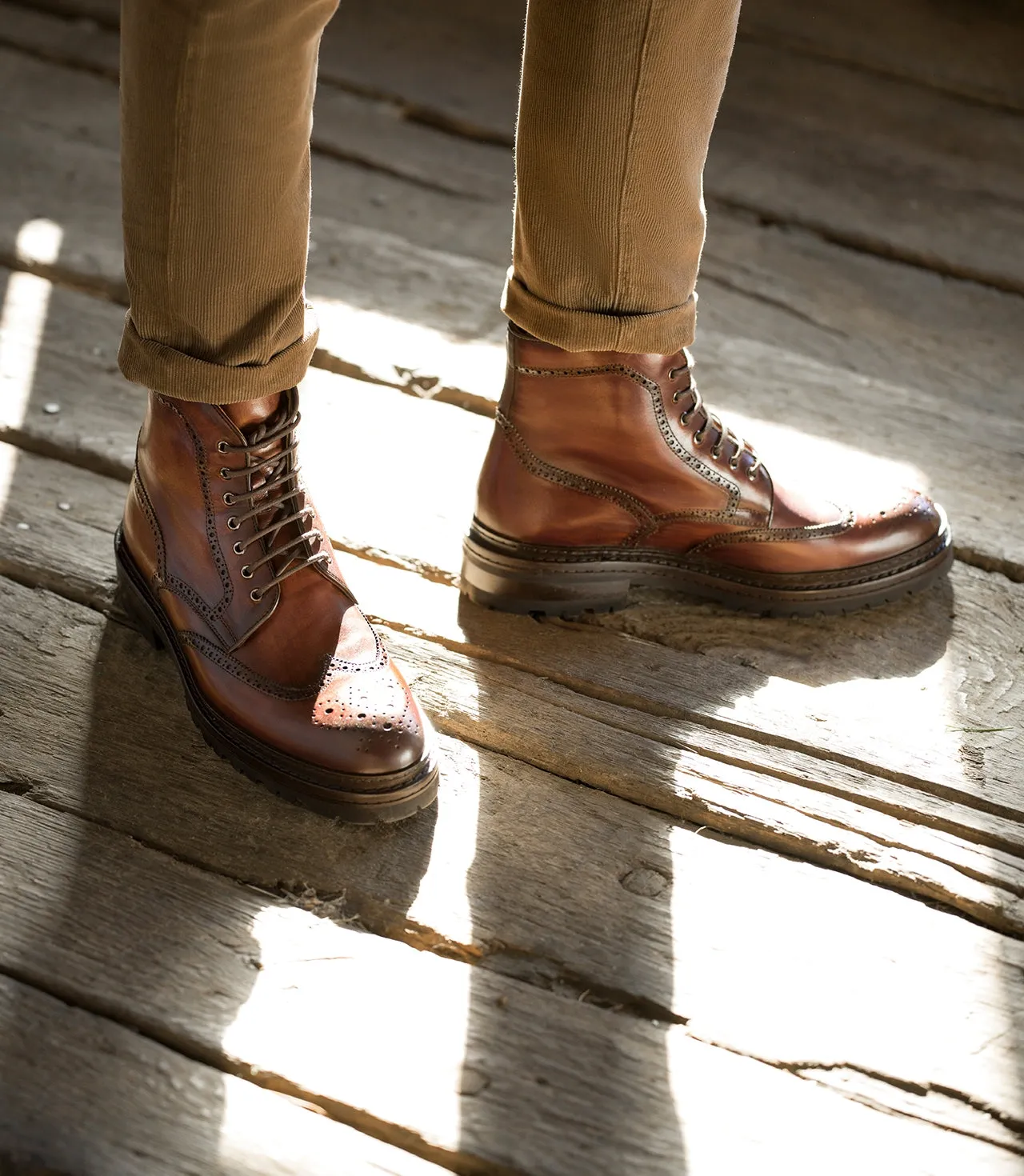 Tan Leather Travise Chunky Derby Boots - AW24