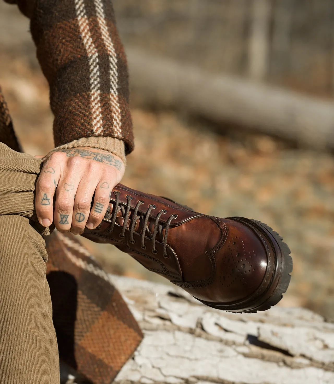 Tan Leather Travise Chunky Derby Boots - AW24