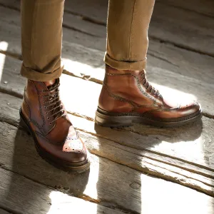 Tan Leather Travise Chunky Derby Boots - AW24