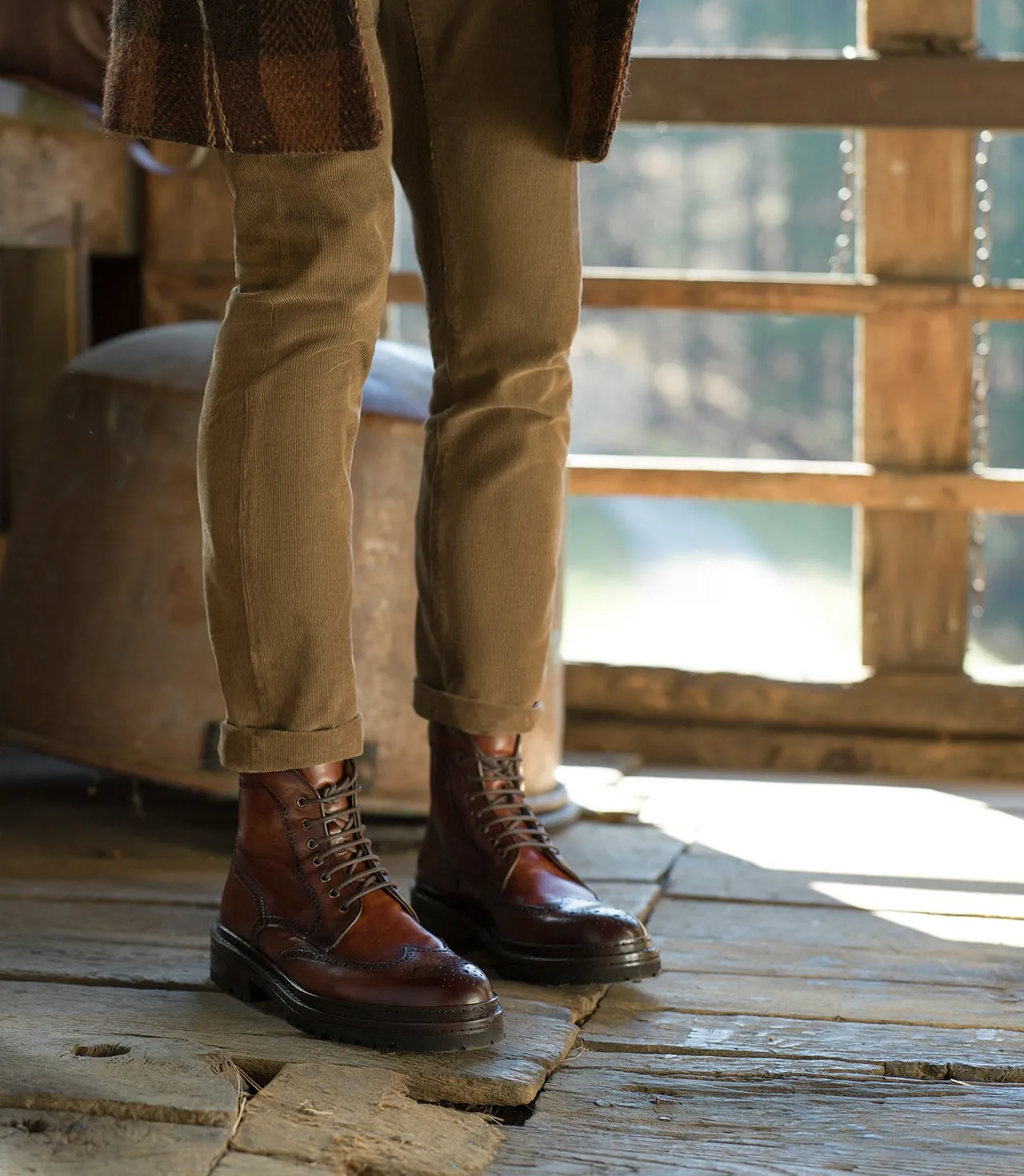 Tan Leather Travise Chunky Derby Boots - AW24