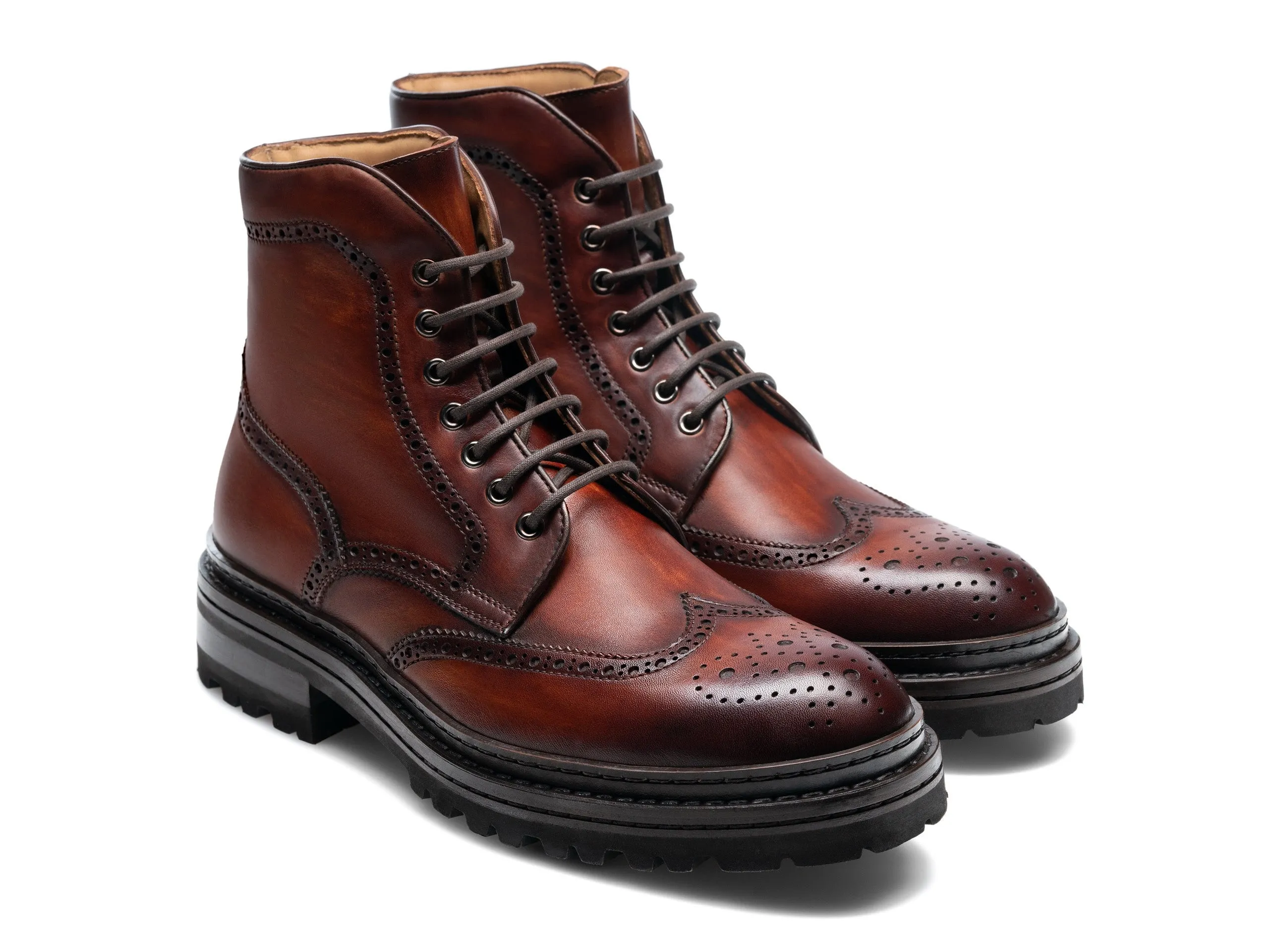 Tan Leather Travise Chunky Derby Boots - AW24