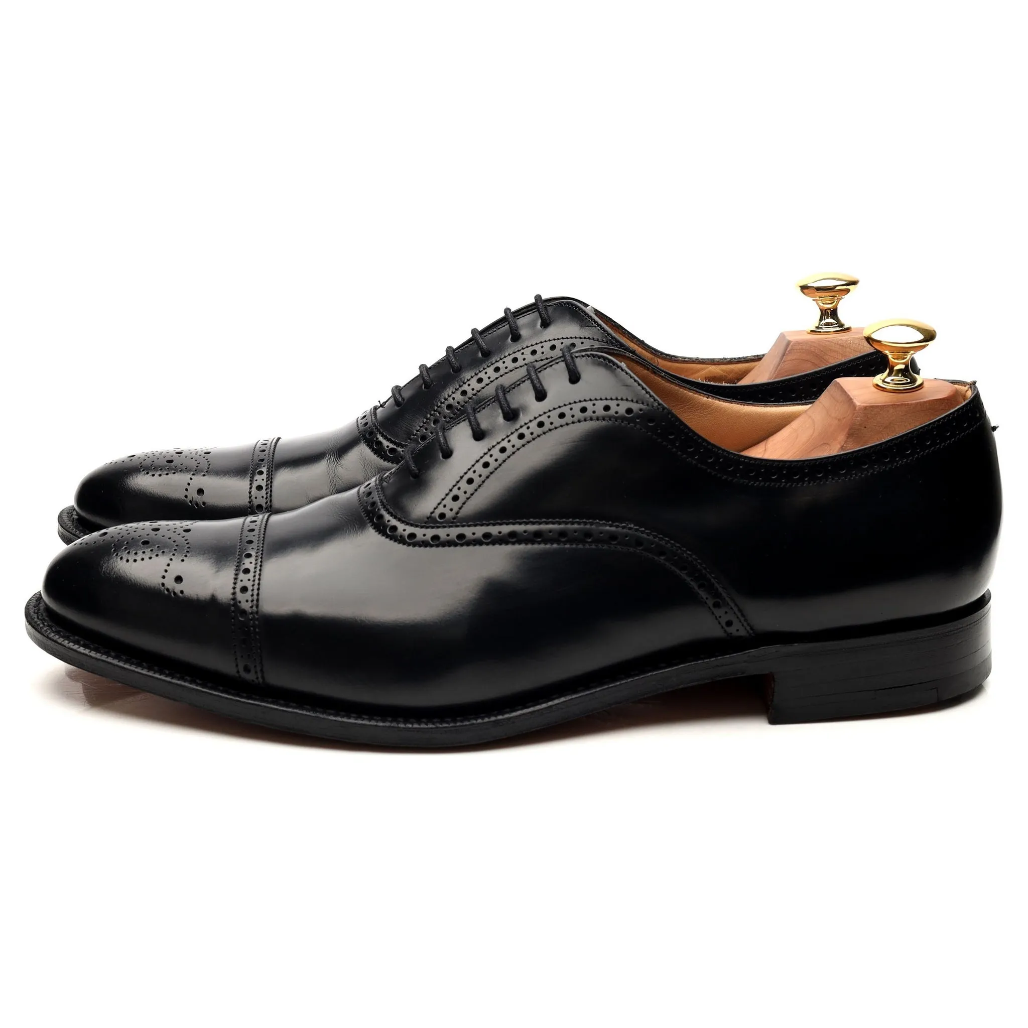 'Toronto' Black Leather Oxford Semi Brogues UK 9 G