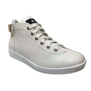 Travel Fox Malibu Men's White Nappa Leather Mid Top Sneakers 915601 07
