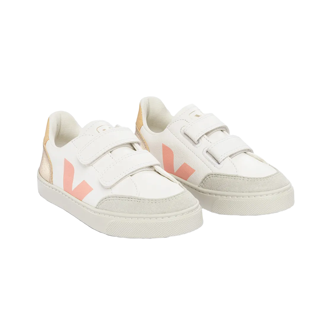 Veja V-12 Velcro Leather Shoes - Extra White Multi Platine