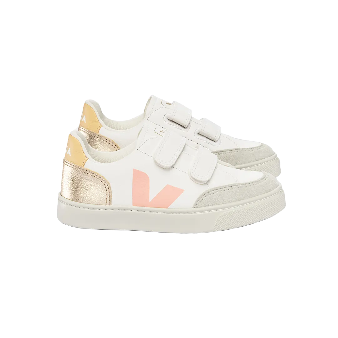 Veja V-12 Velcro Leather Shoes - Extra White Multi Platine