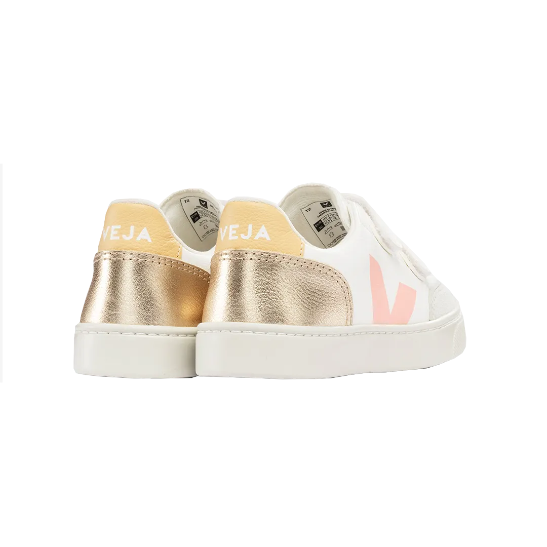 Veja V-12 Velcro Leather Shoes - Extra White Multi Platine