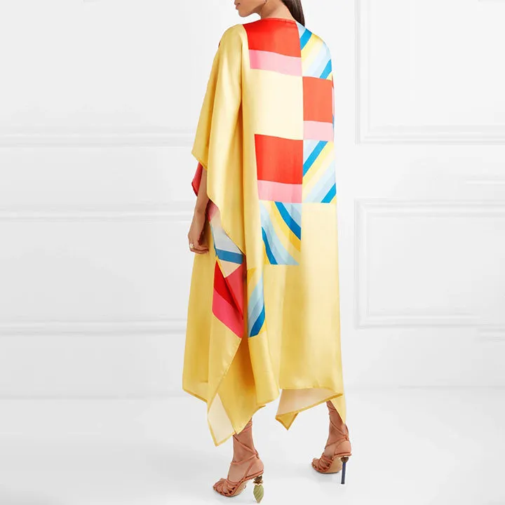 Women Digital Printed Daily Wear Striped Pattern Kaftan KAF004