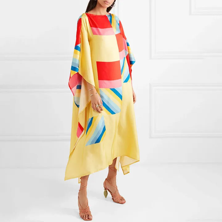 Women Digital Printed Daily Wear Striped Pattern Kaftan KAF004